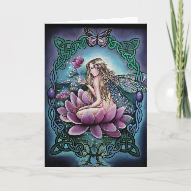 Zodiac Pisces horoscope fairy greeting card (Front)
