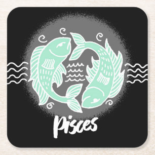 Zodiac Pisces Square Paper Coaster