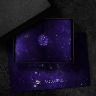 Zodiac Purple Aquarius   Astrology Horoscope Tissue Paper