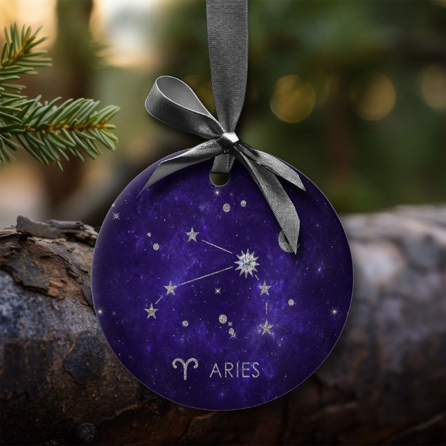Zodiac Purple Aries | Cosmic Astrology Horoscope Ceramic Tree Decoration (Creator Uploaded)