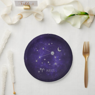 Zodiac Purple Aries   Cosmic Astrology Horoscope Paper Plate