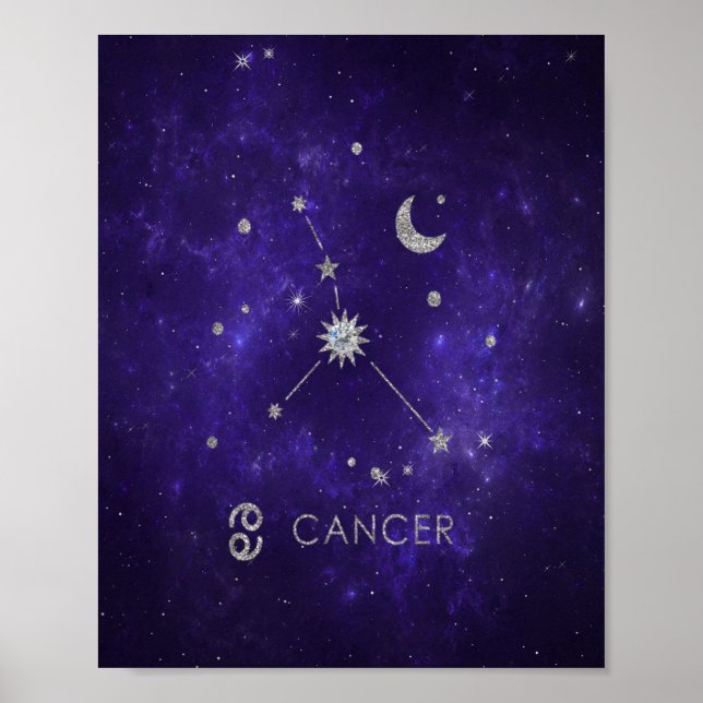Zodiac Purple Cancer | Cosmic Astrology Horoscope Poster (Front)