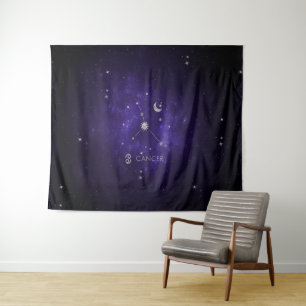 Zodiac Purple Cancer   Cosmic Astrology Horoscope Tapestry