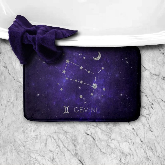 Zodiac Purple Gemini | Cosmic Astrology Horoscope Bath Mat (Creator Uploaded)