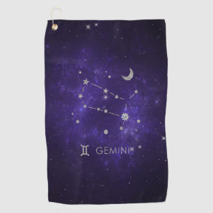 Zodiac Purple Gemini   Cosmic Astrology Horoscope Golf Towel