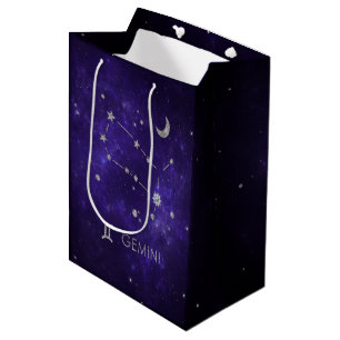 Zodiac Purple Gemini   Cosmic Astrology Horoscope Medium Gift Bag