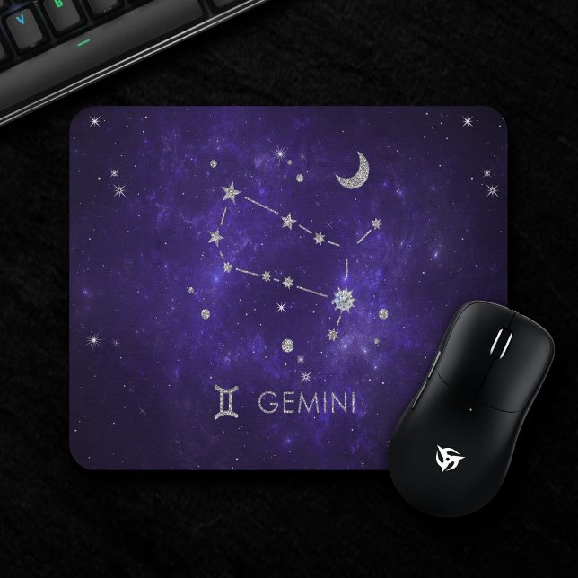 Zodiac Purple Gemini | Cosmic Astrology Horoscope Mouse Mat (Creator Uploaded)