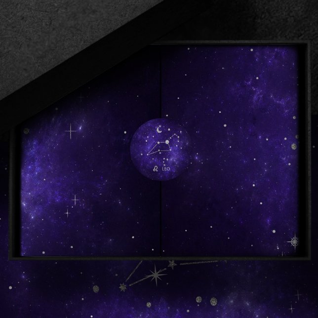 Zodiac Purple Leo | Cosmic Astrology Horoscope Classic Round Sticker (Creator Uploaded)
