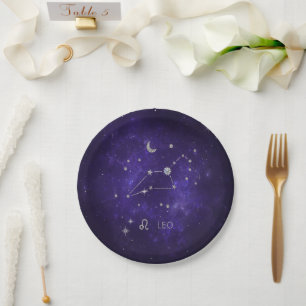 Zodiac Purple Leo   Cosmic Astrology Horoscope Paper Plate