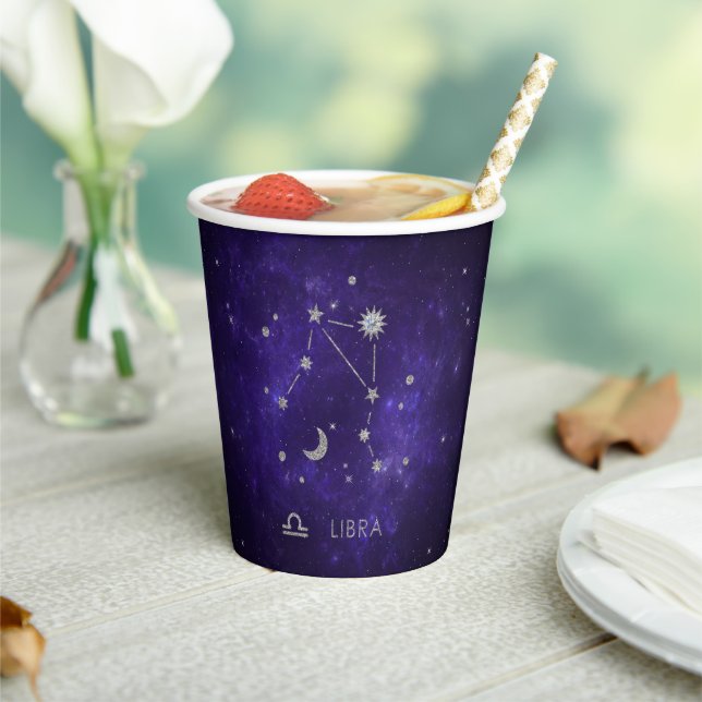 Zodiac Purple Libra | Cosmic Astrology Horoscope Paper Cups (Insitu)