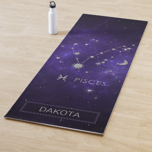 Zodiac Purple Pisces Cosmic Astrology Horoscope Yoga Mat