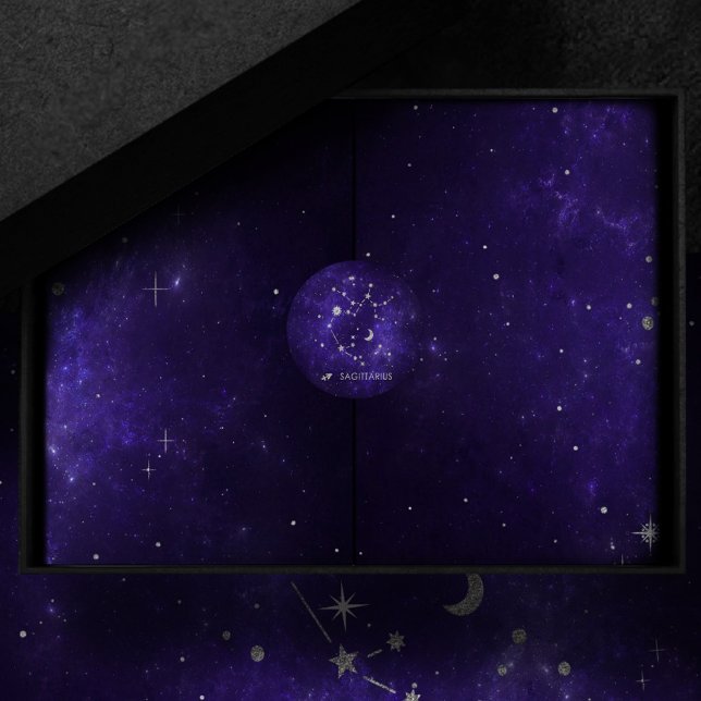 Zodiac Purple Sagittarius | Astrology Horoscope Classic Round Sticker (Creator Uploaded)