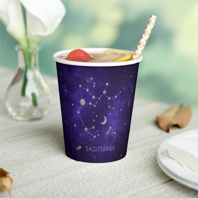 Zodiac Purple Sagittarius | Astrology Horoscope Paper Cups (Insitu)