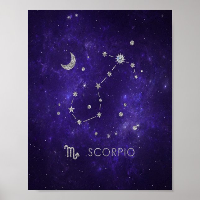 Zodiac Purple Scorpio | Cosmic Astrology Horoscope Poster (Front)