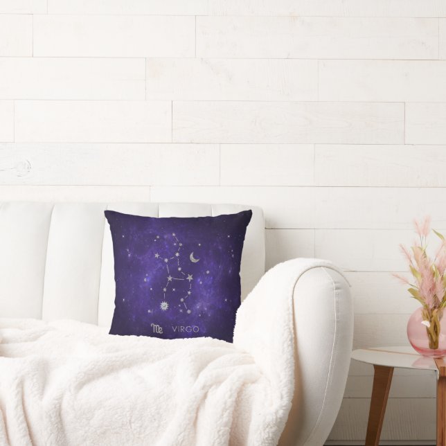 Zodiac Purple Virgo | Cosmic Astrology Horoscope Cushion (Couch)