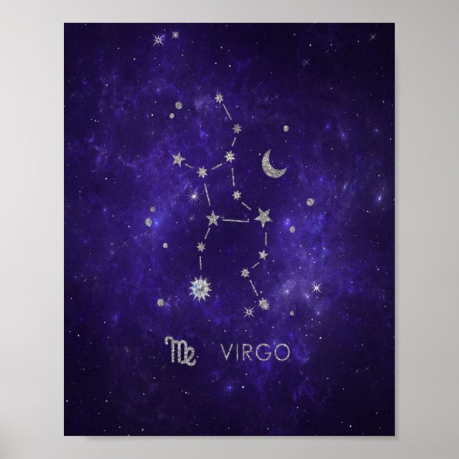 Zodiac Purple Virgo | Cosmic Astrology Horoscope Poster (Front)