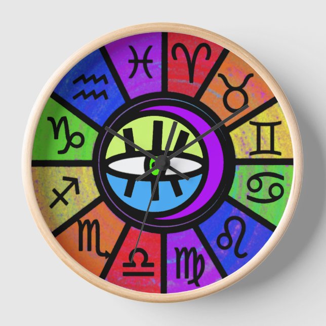 Zodiac Round Acrylic Clock (Front)