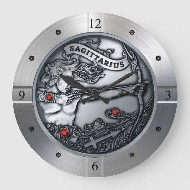 Zodiac, Sagittarius, Celestial, Western Astrology  Large Clock (Front)