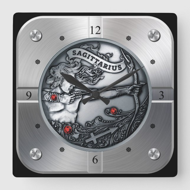 Zodiac, Sagittarius, Celestial, Western Astrology  Square Wall Clock (Front)