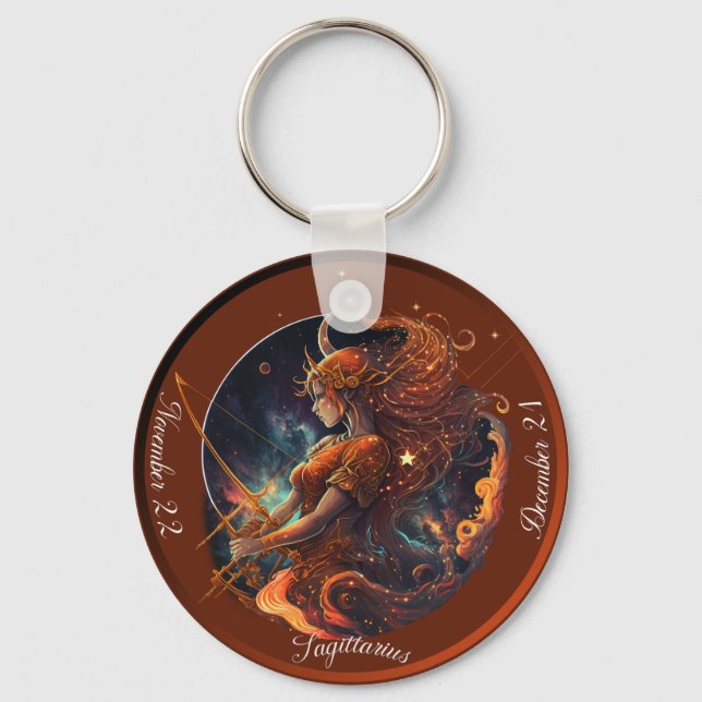 Zodiac Sagittarius Customise NAME, DATE Key Ring (Front)