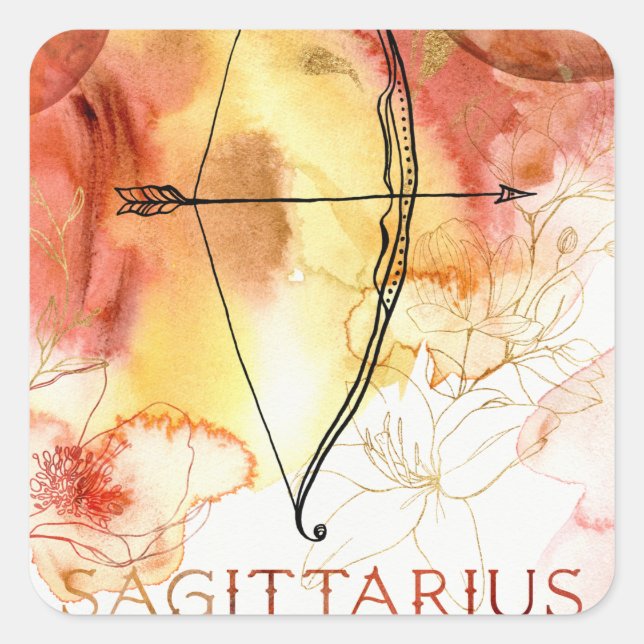 Zodiac Sagittarius horoscope archer orange gold Square Sticker (Front)