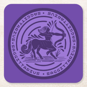 Zodiac Sagittarius Square Paper Coaster