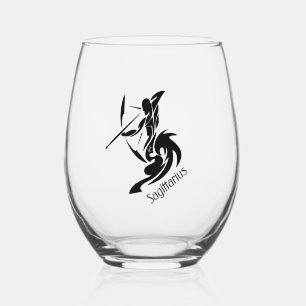 Zodiac Sagittarius  Stemless Wine Glass