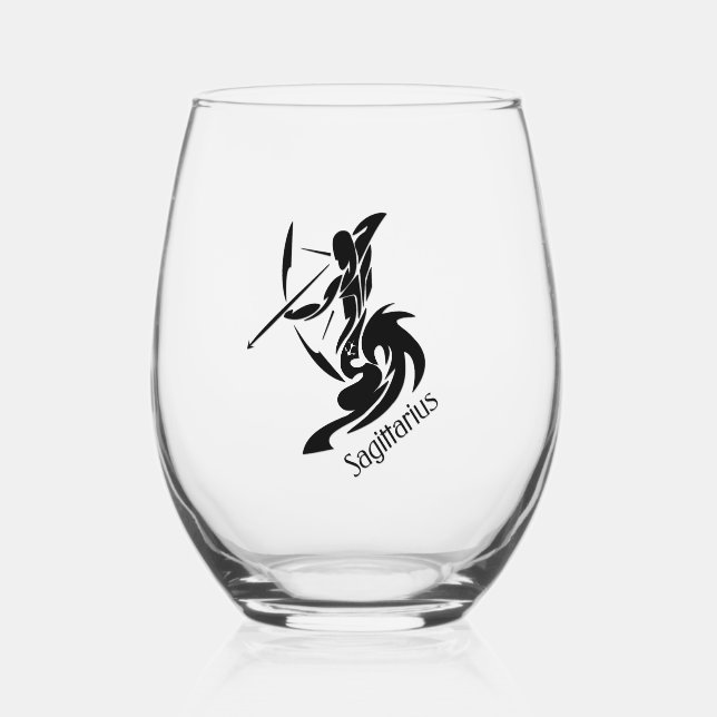 Zodiac Sagittarius  Stemless Wine Glass (Front)