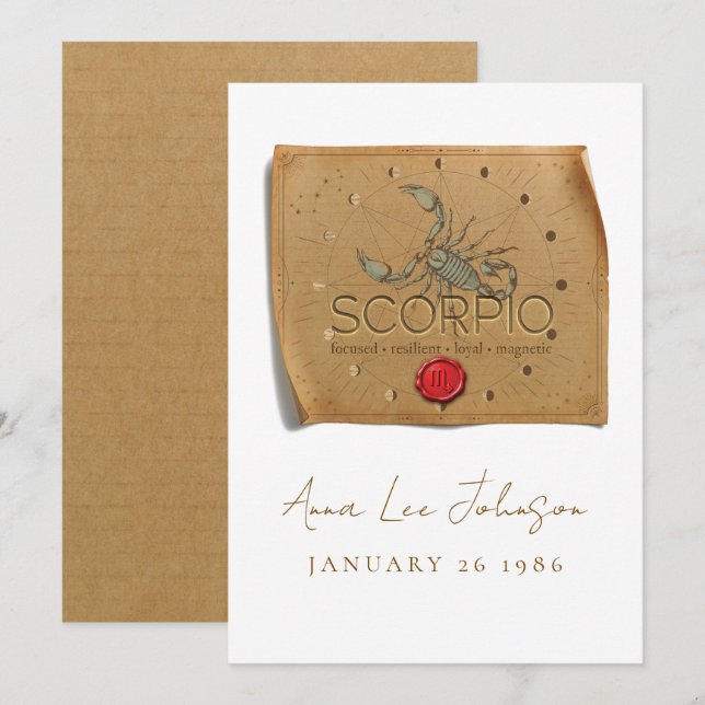 ZODIAC - Scorpio - Personalised Birthday Card (Front/Back)