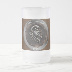 Zodiac Scorpius Scorpio Customise Personal Frosted Glass Beer Mug