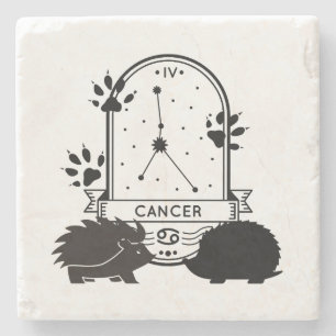 Zodiac Sign and Matching Pets. Cancer - Hedgehog.w Stone Coaster