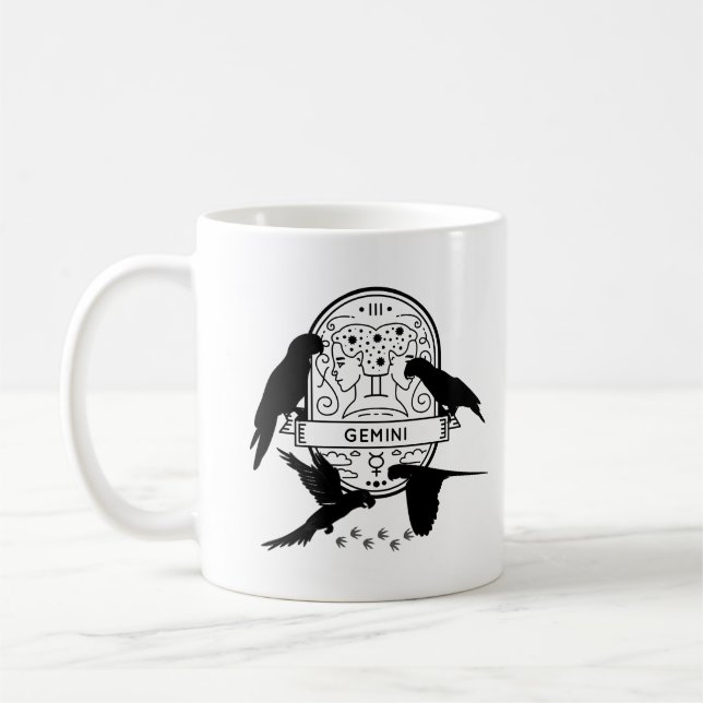 Zodiac Sign and Matching Pets. Gemini - Parrot.w Coffee Mug (Left)