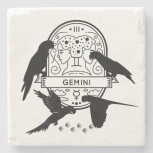 Zodiac Sign and Matching Pets. Gemini - Parrot.w Stone Coaster
