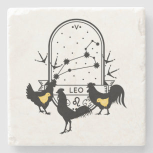 Zodiac Sign and Matching Pets. Leo - Chicken.w Stone Coaster
