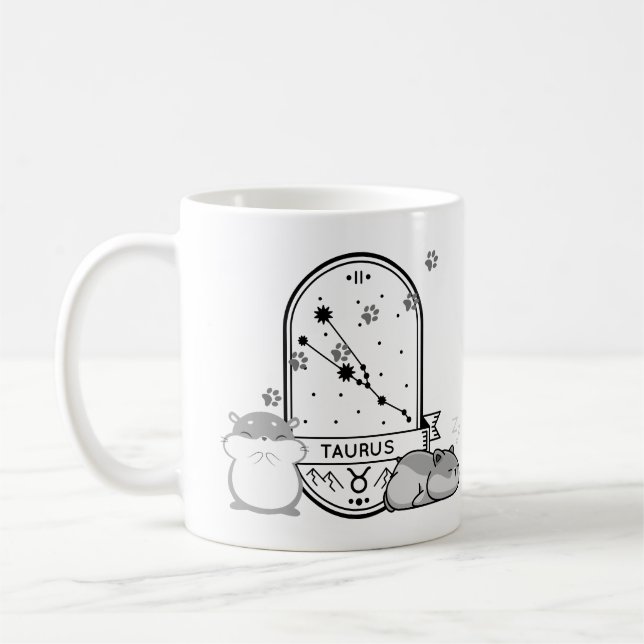 Zodiac Sign and Matching Pets. Taurus - Hamster.w Coffee Mug (Left)
