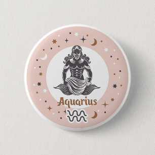 Zodiac Sign Aquarius 6 Cm Round Badge