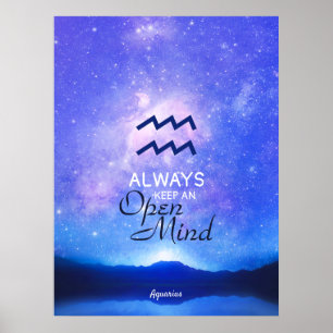 Zodiac Sign Aquarius Dreamy Star Sky Quote Poster