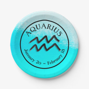 Zodiac Sign Aquarius Horoscope Astrology party Paper Plate