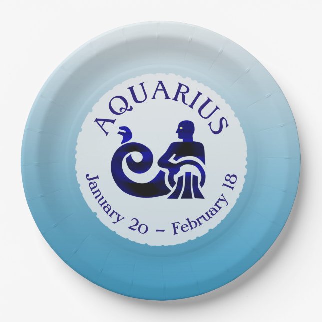 Zodiac Sign Aquarius Horoscope Astrology party Paper Plate (Front)