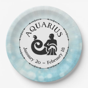 Zodiac Sign Aquarius Horoscope Astrology party Paper Plate