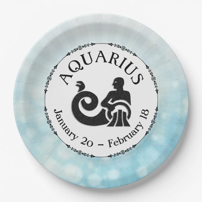Zodiac Sign Aquarius Horoscope Astrology party Paper Plate (Front)