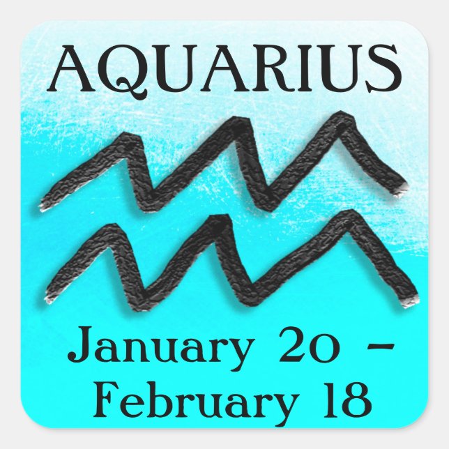Zodiac Sign Aquarius Horoscope Astrology Square Sticker (Front)