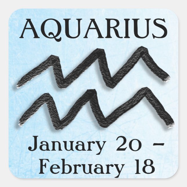 Zodiac Sign Aquarius Horoscope Astrology Square Sticker (Front)