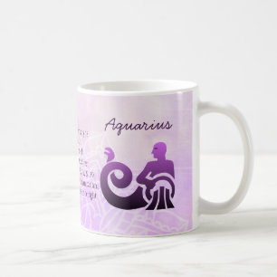 Zodiac Sign Aquarius Purple Astrology Symbol Coffee Mug