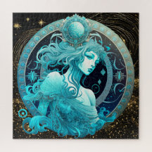 Zodiac Sign Aquarius Puzzle, 20"x20" 676 pcs.