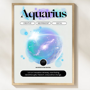 Zodiac Sign Aquarius Quote Air Element Poster