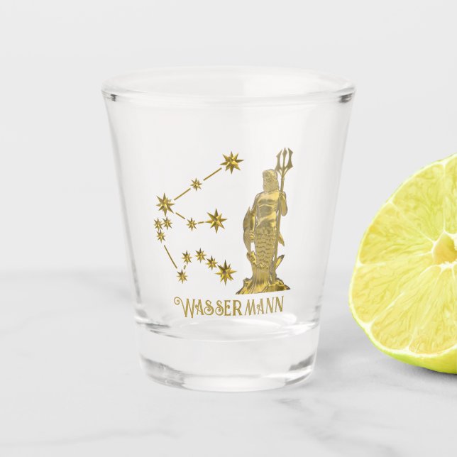 Zodiac Sign Aquarius -  Shot Glass (Front)