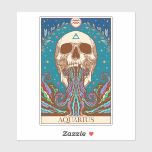 Zodiac sign Aquarius Tarot card Sticker