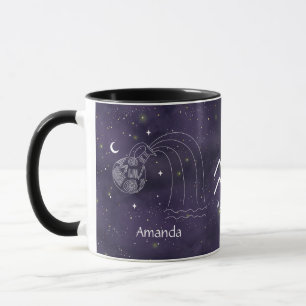 Zodiac Sign Aquarius Watercolor Customizable Mug