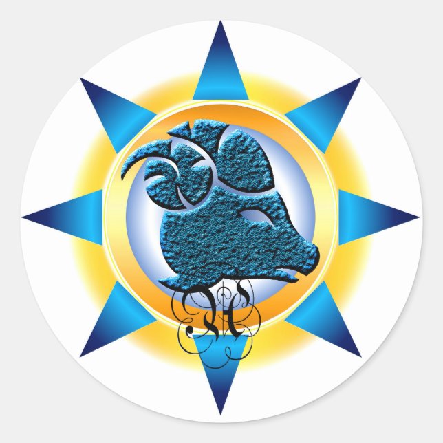 Zodiac Sign Aries Design Gift Classic Round Sticker (Front)